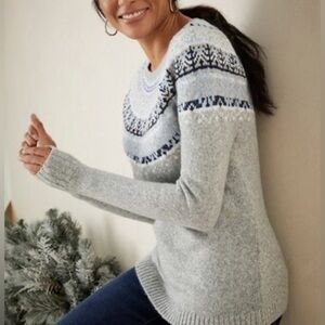 Chicos Cabin Fair Isle Raglan Pullover 16/18